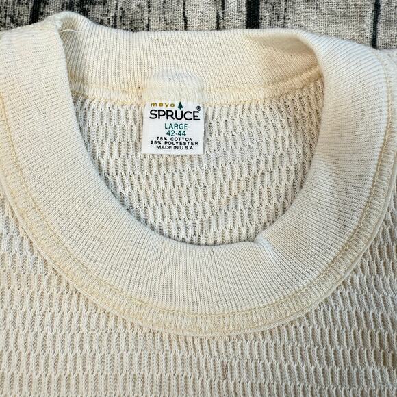 VTG Long Mayo Spruce Men L Thermal Waffle Knit Long Sleeve Top Utility Stretchy - Picture 3 of 9